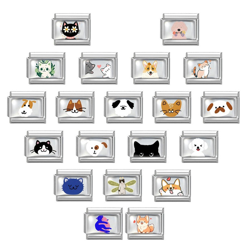 Wholesale 9mm Italian Charm Starter Bracelets DIY Pet Series Stainless Steel Composable Bracelet