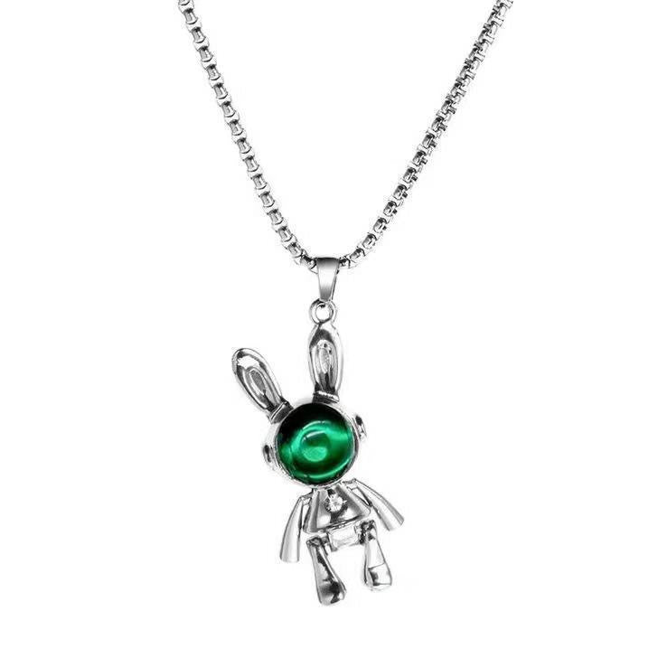Wholesale Trendy Space Rabbit Pendant Necklace Alloy with Crystal Stones Jewelry Gift Boutique Resale