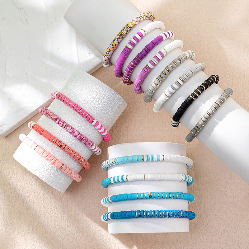 Wholesale contrasting color polymer clay bracelet set