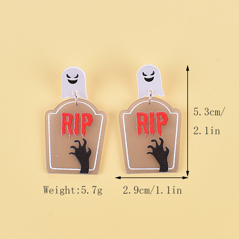 Wholesale Halloween Earrings Witch Tombstone Scream Ghost Acrylic  Earrings