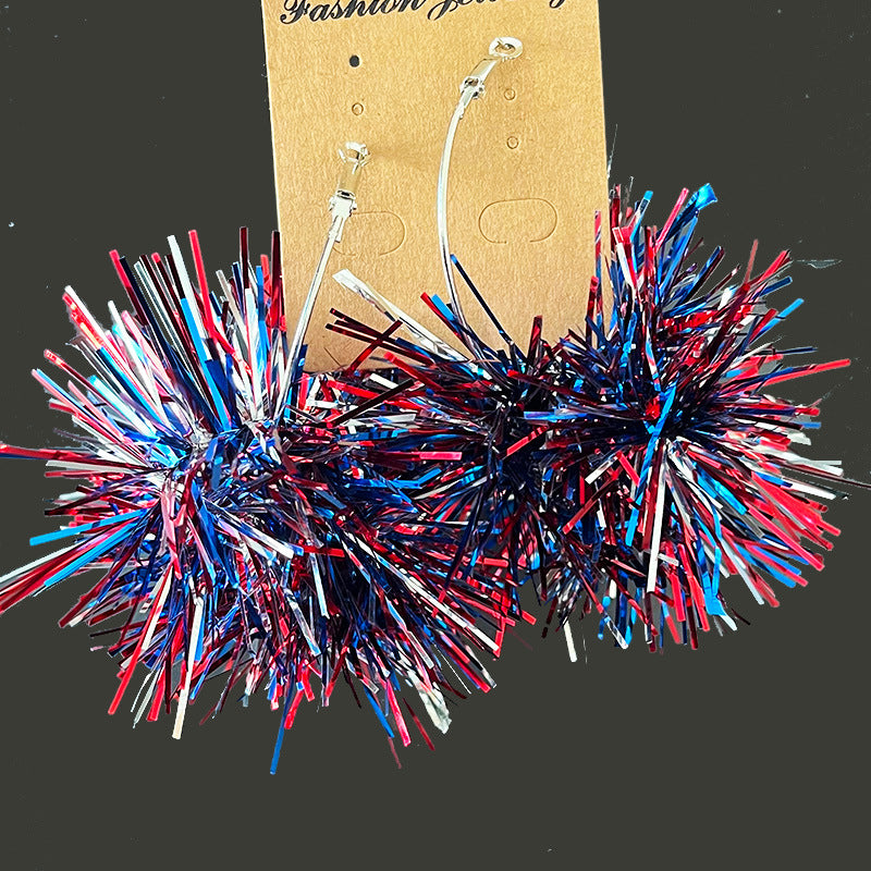Wholesale 2 Pairs/pack American Independence Day Sparkling Earrings Large Ball Fireworks Acrylic Earrings ACC-ES-HY070