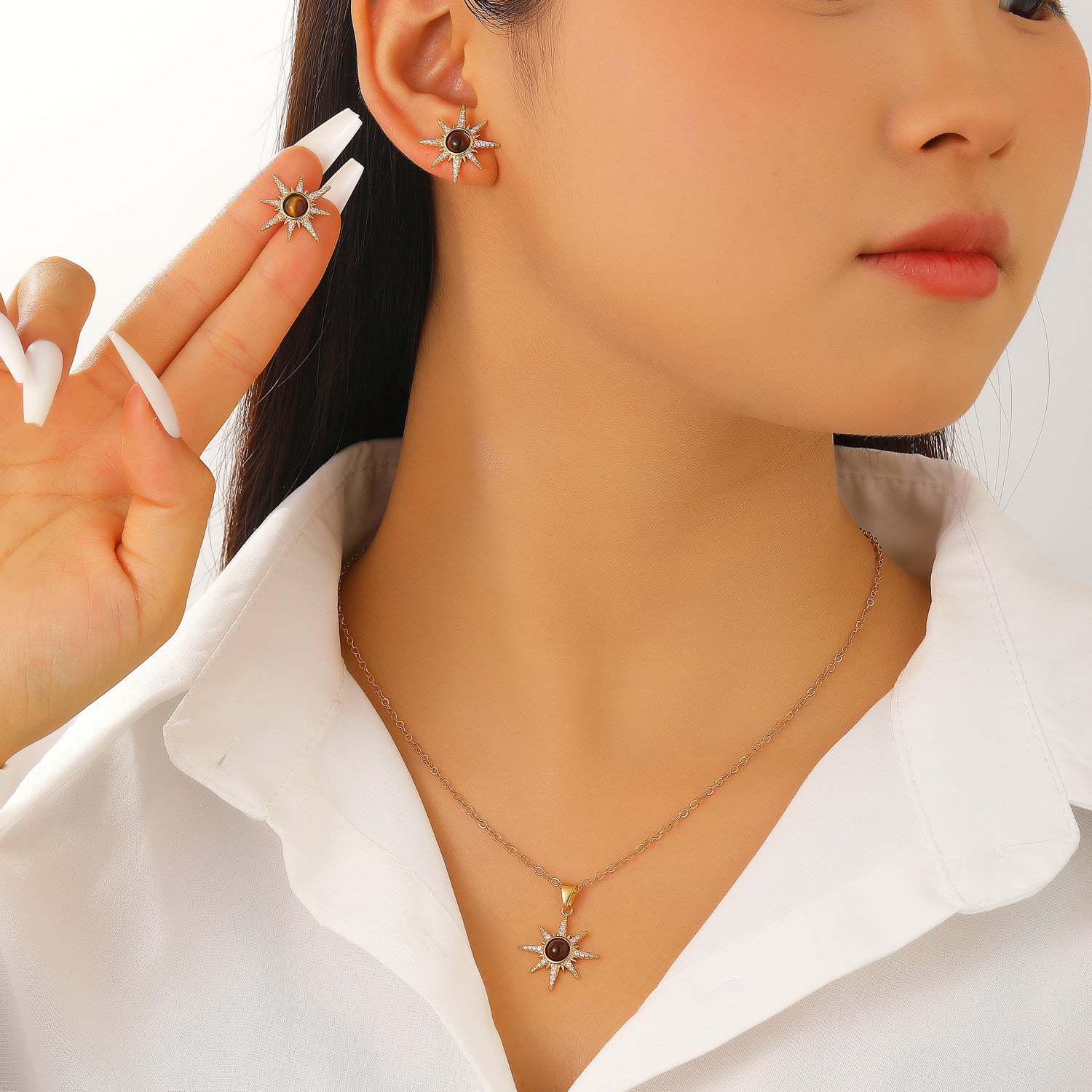 Wholesale Alloy Tiger Eye Necklace