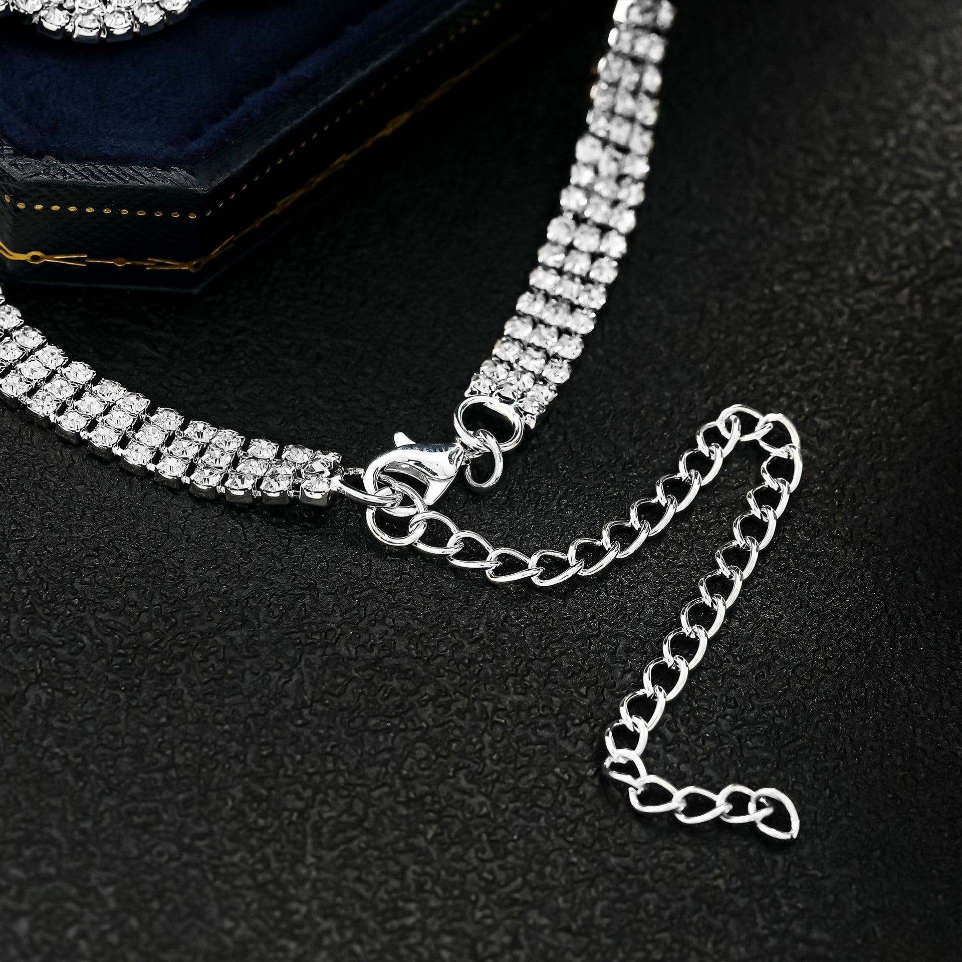 Wholesale double heart anklet full of diamonds shining beach anklet