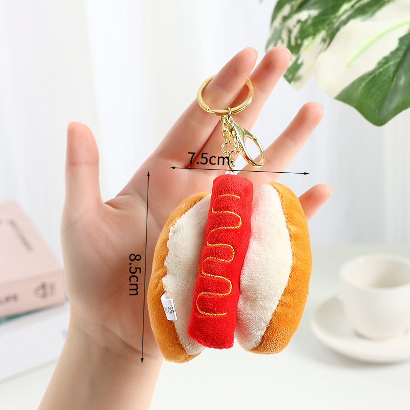 Wholesale Cartoon Chips Burger Hot Dog Plush Keychain ACC-KC-XiaW002
