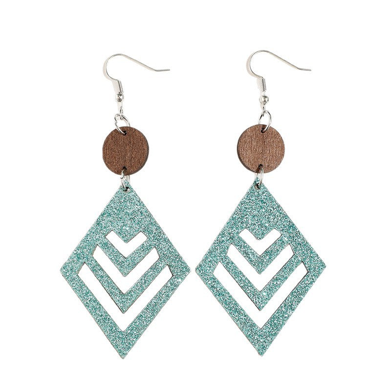 Wholesale Geometric Hollow Bohemian Wood Earrings - Fashion Accessory for Casual Resale