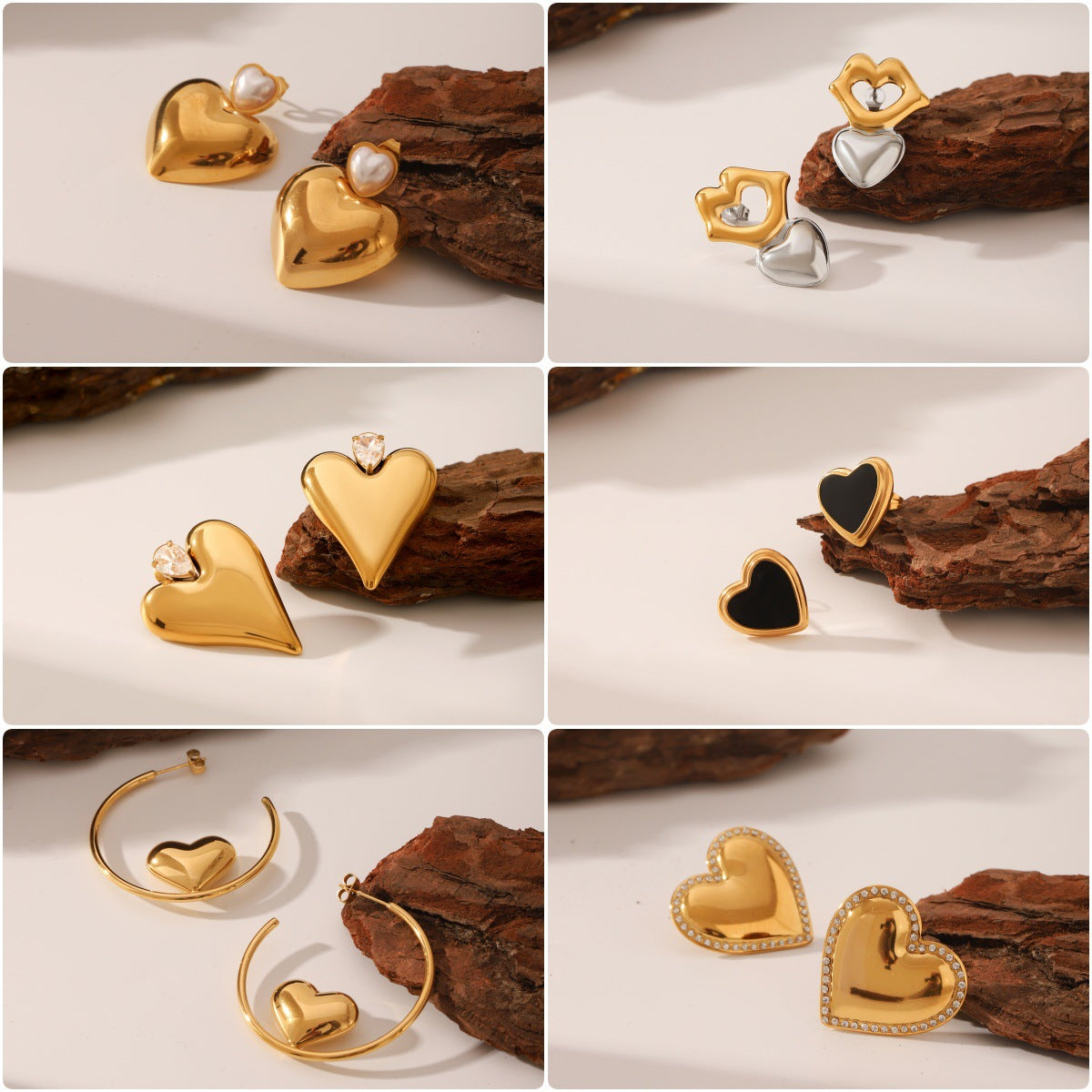 Wholesale  retro stainless steel heart-shaped earrings