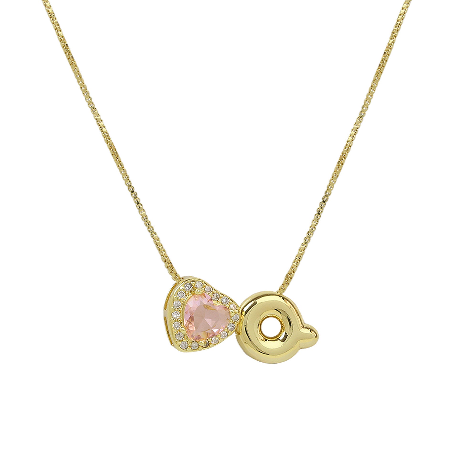 Wholesale Cute bubble 26 English letters love heart clavicle necklace