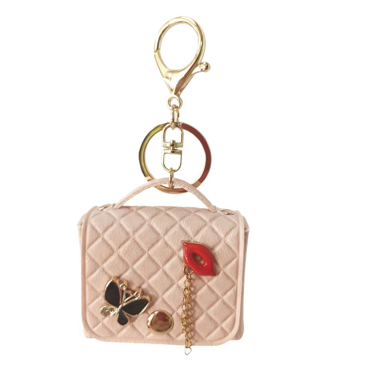 Wholesale Chic PVC Keychain Bag Coin Purse With Lips Butterfly Quilted Pattern Fashion Accessory Gift For Resale
