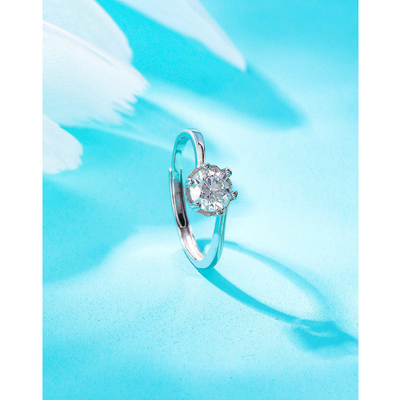 Wholesale S925 sterling silver moissanite Diamond Adjustable  Ring