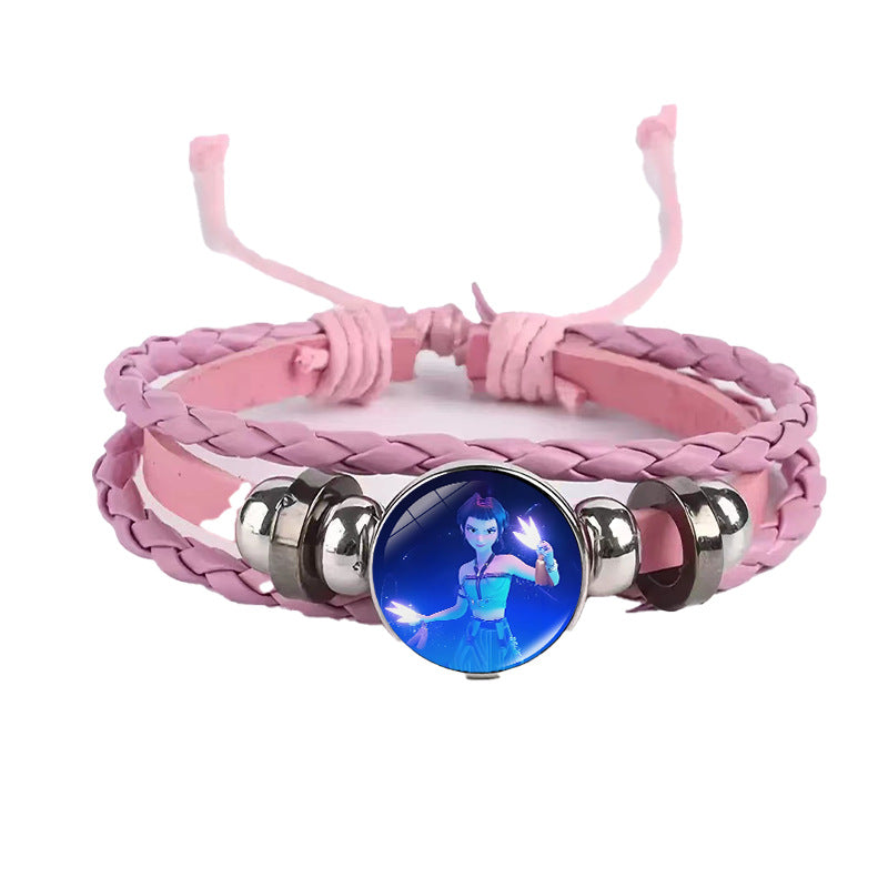 Wholesale Demon Hunters Time Gem Bracelet Couple Leather Braided Black Bracelet kpop