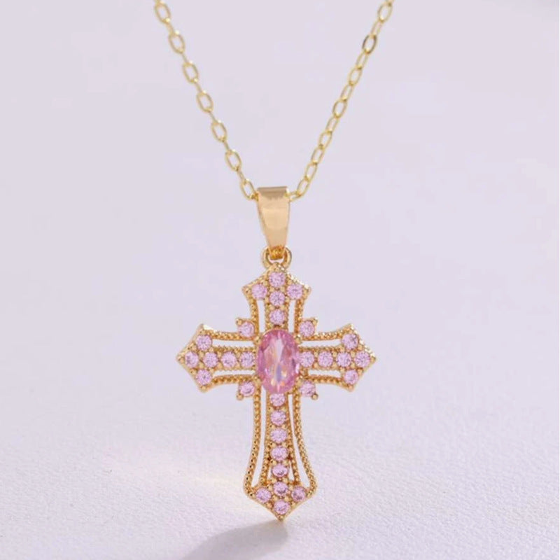 Wholesale Vintage Punk Cross Necklace Zirconia Choker Necklace Luxury Necklaces ACC-NE-Shiy002