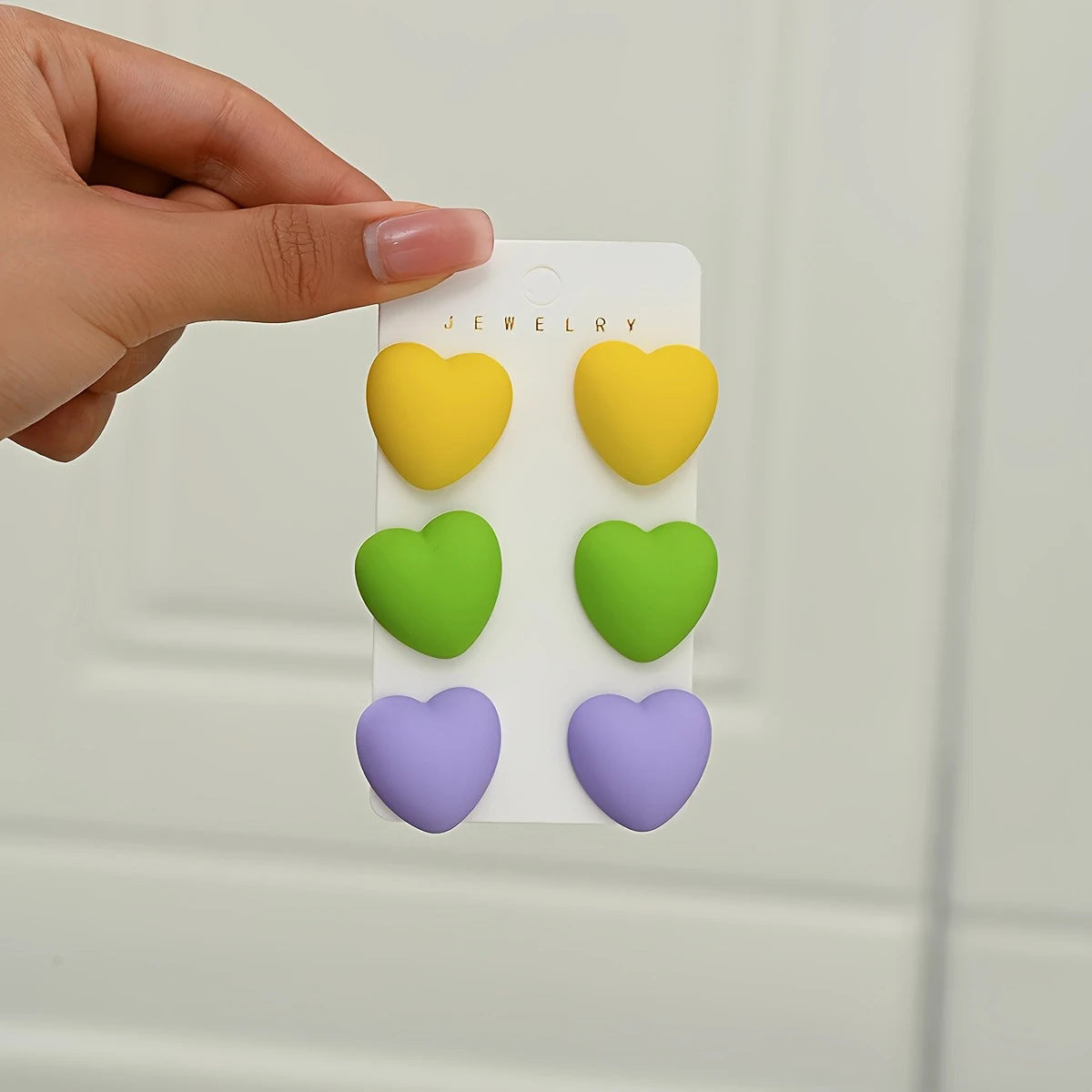 Juego de pendientes cardíacos estéreo acrílico al por mayor
