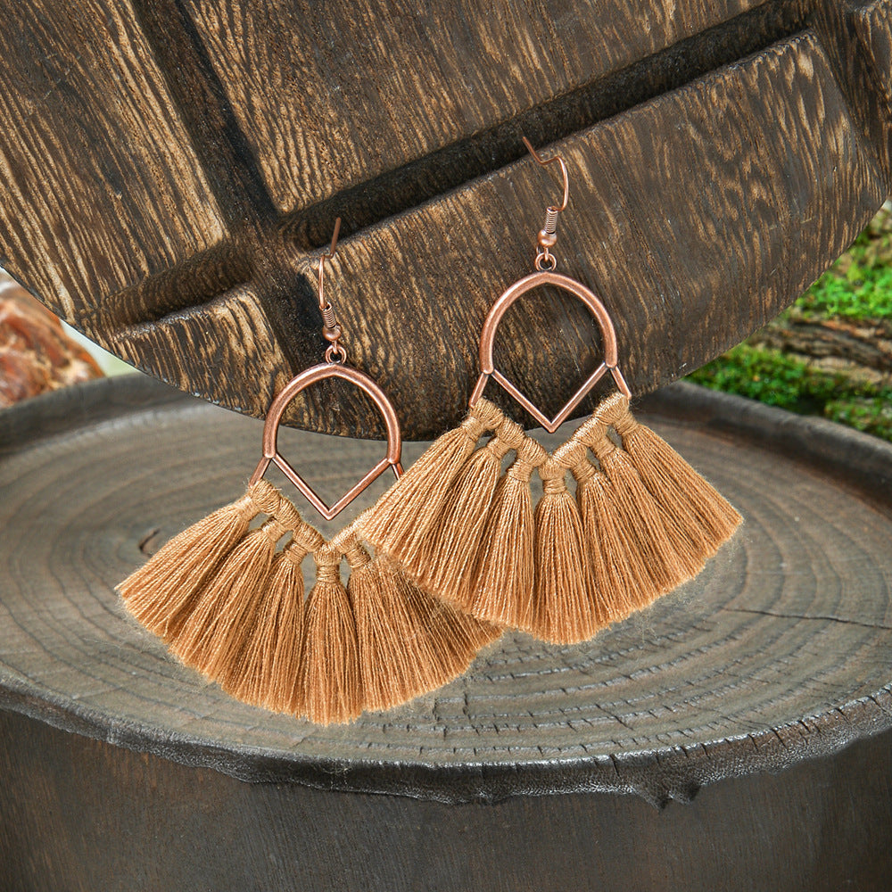 Wholesale Bohemian Geometric Tassel Earrings Zinc Alloy Jewelry Accessory