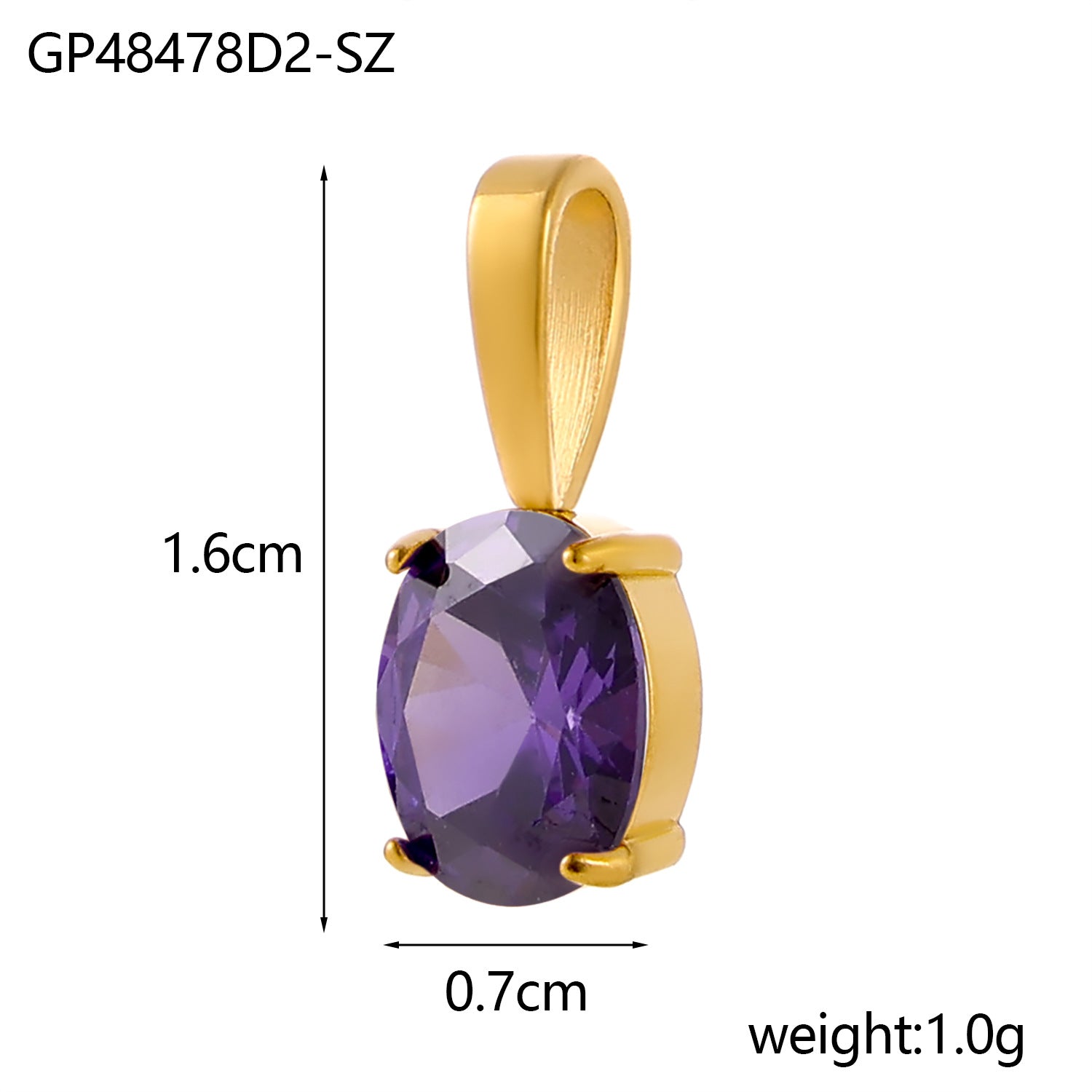 Wholesale Colorful zircon water droplets stainless steel December birthday stone pendant