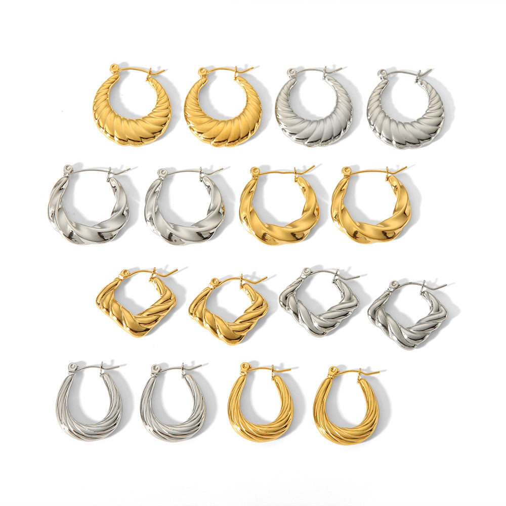 Wholesale Stainless Steel Geometric Stripe Earrings