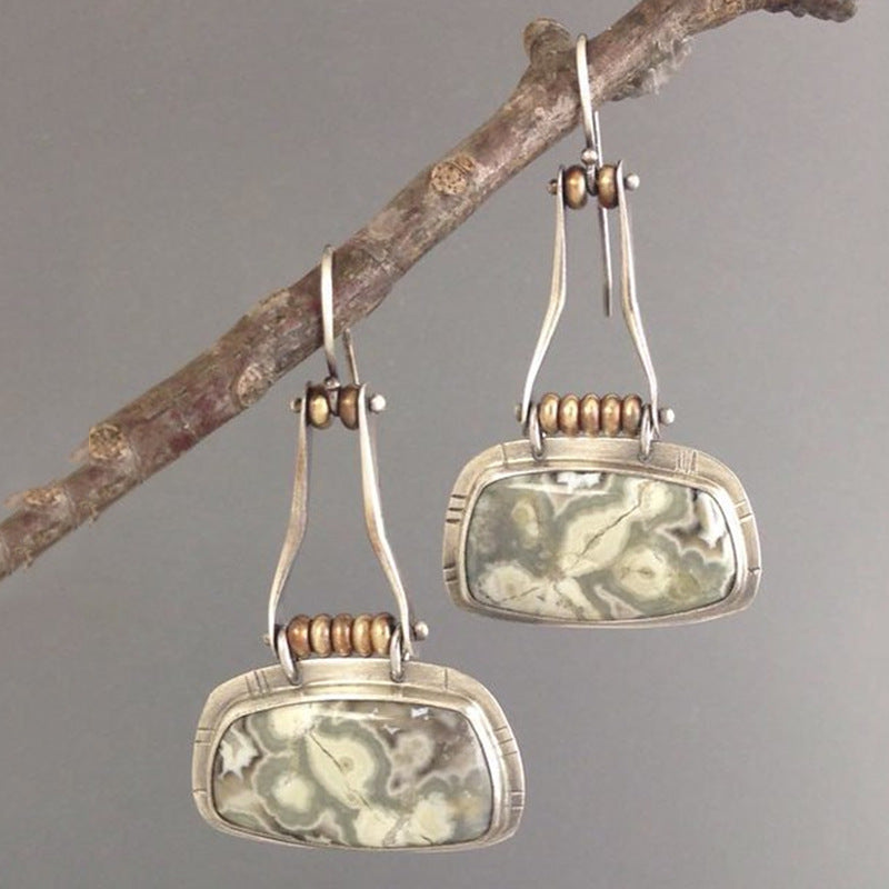 Wholesale two-color gem earrings retro earrings