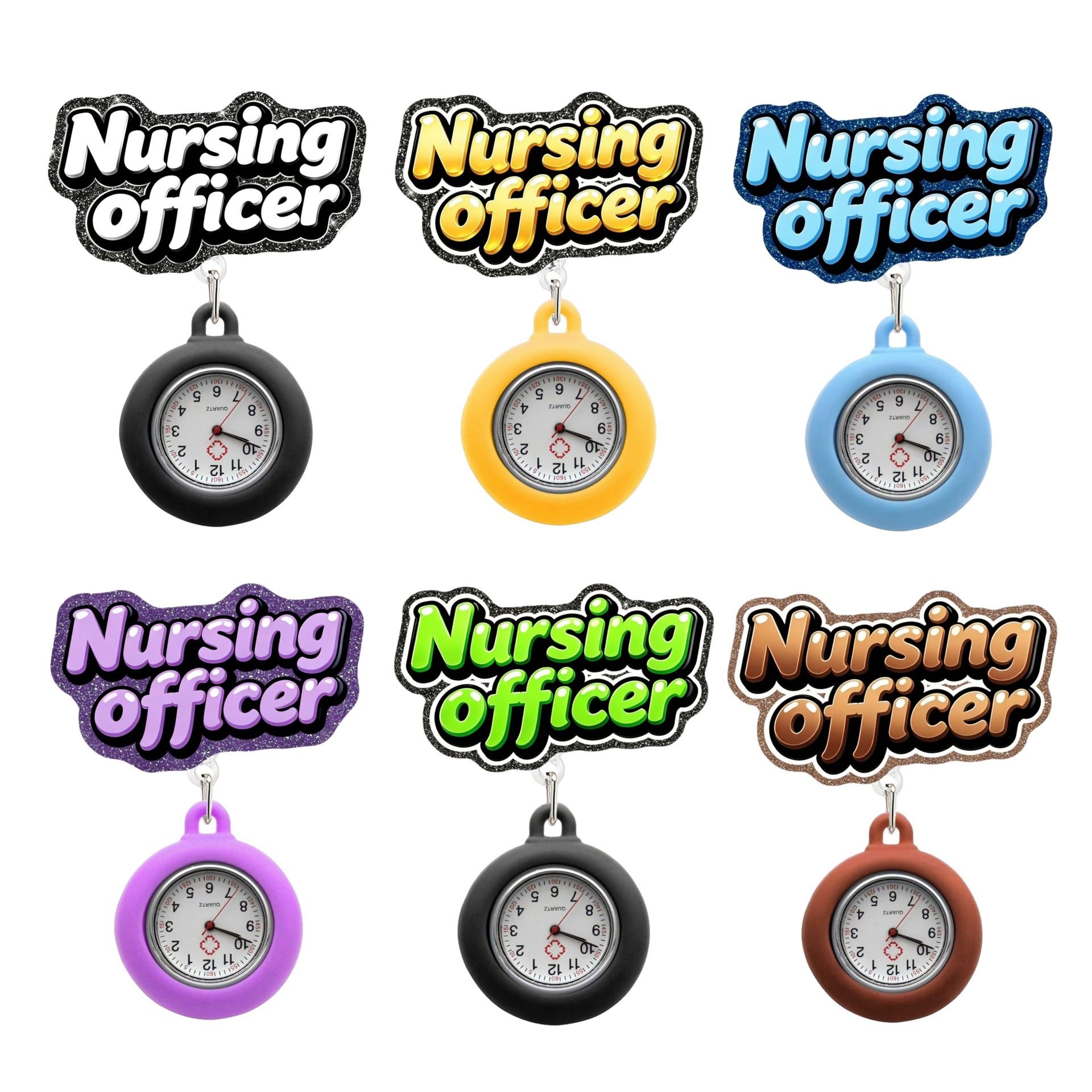Wholesale Telescopic Nurse Officer Watch,  Soft Rubber Anti-loss and Anti-fall Easy-pull Buckle,  Telescopic Name Tag Customization