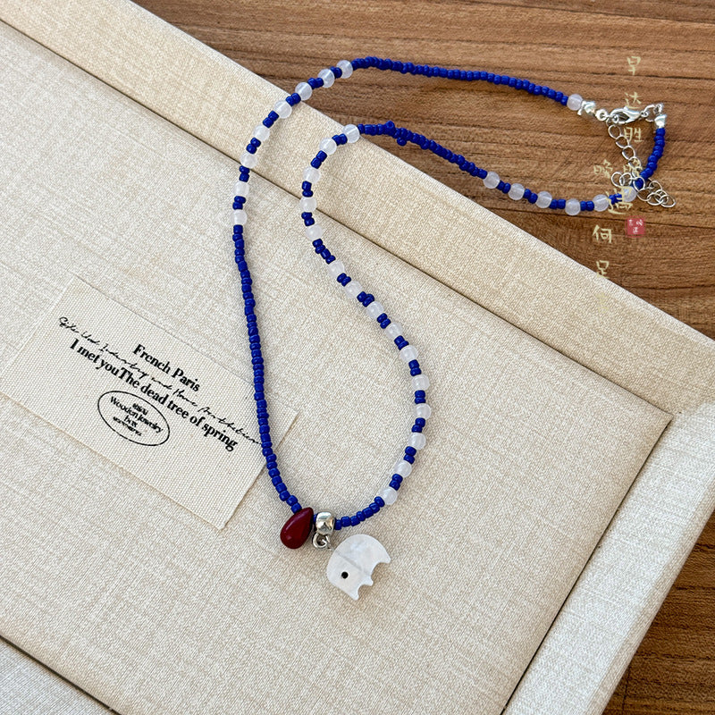 Wholesale Cartoon Elephant and Cat Beaded Necklace