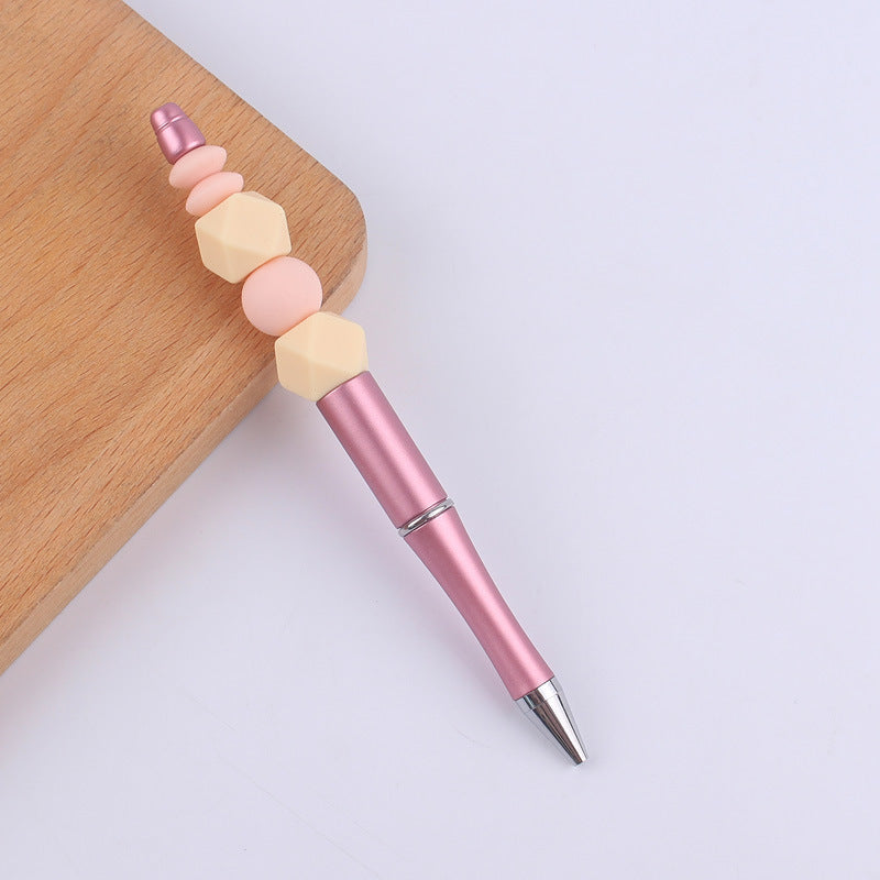 Wholesale  beaded pen creative DIY silicone beads contrast color beaded pen