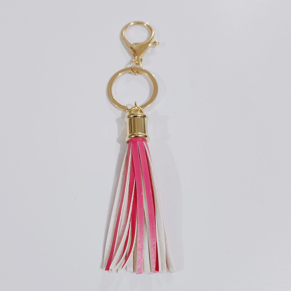 Wholesale Leopard Color Leather Tassel Keychain