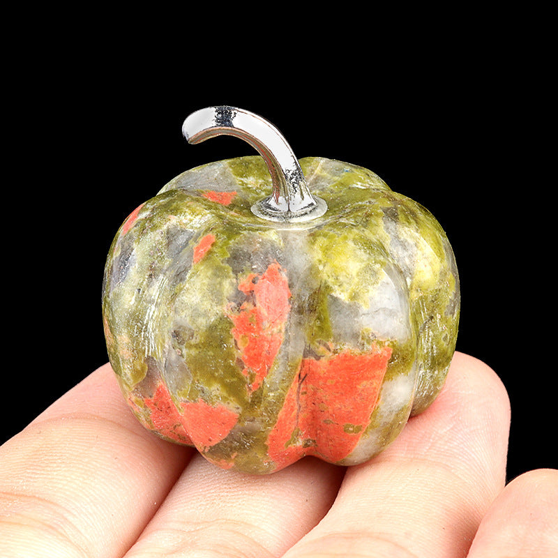 Wholesale 30mm Pumpkin Natural Crystal Stone Halloween Pendant ACC-PT-KeSuo005