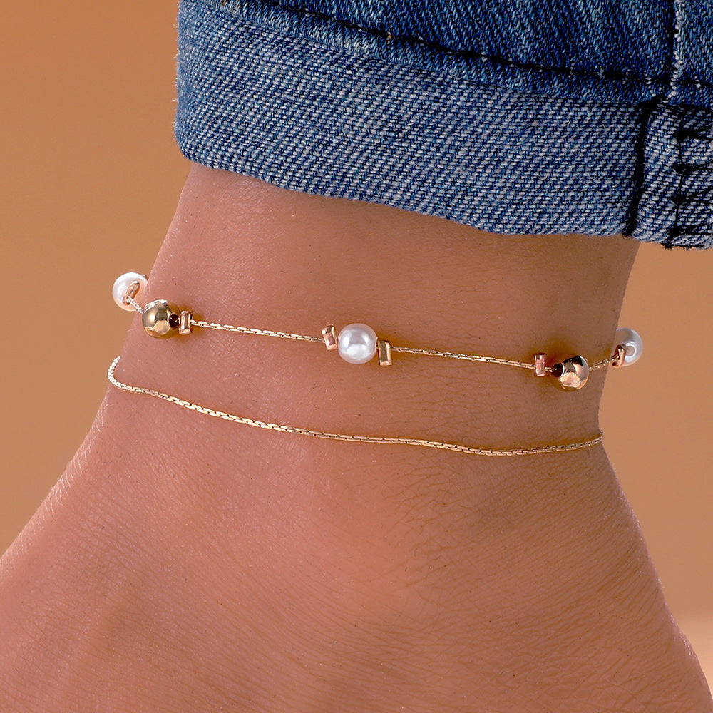 Wholesale  Double-layer Shambhala Diamond Ball Crystal  Anklets
