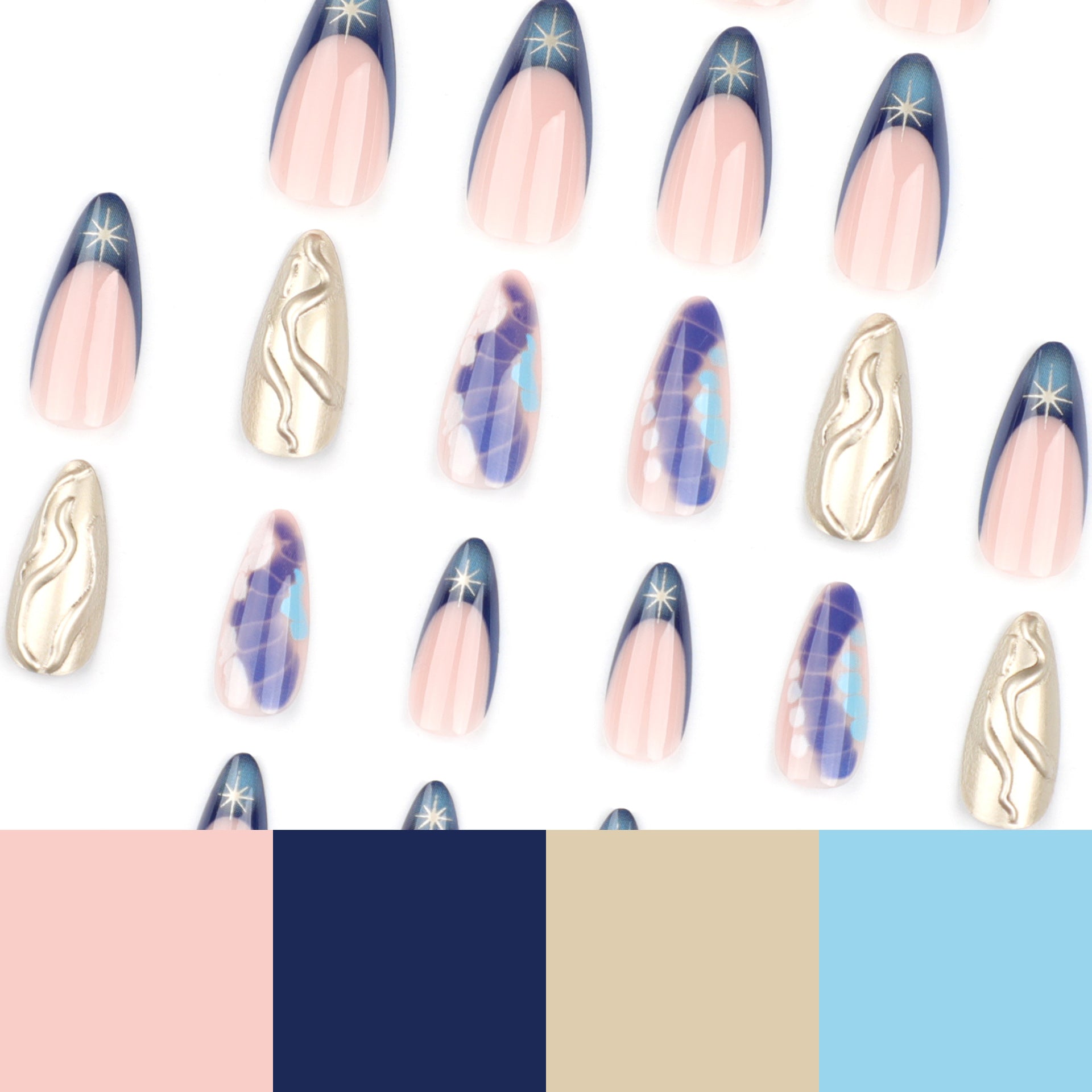 Wholesale 24 Pieces/box Smudge Press-on Nails Kits Nail Stickers ACC-NS-LeFan059