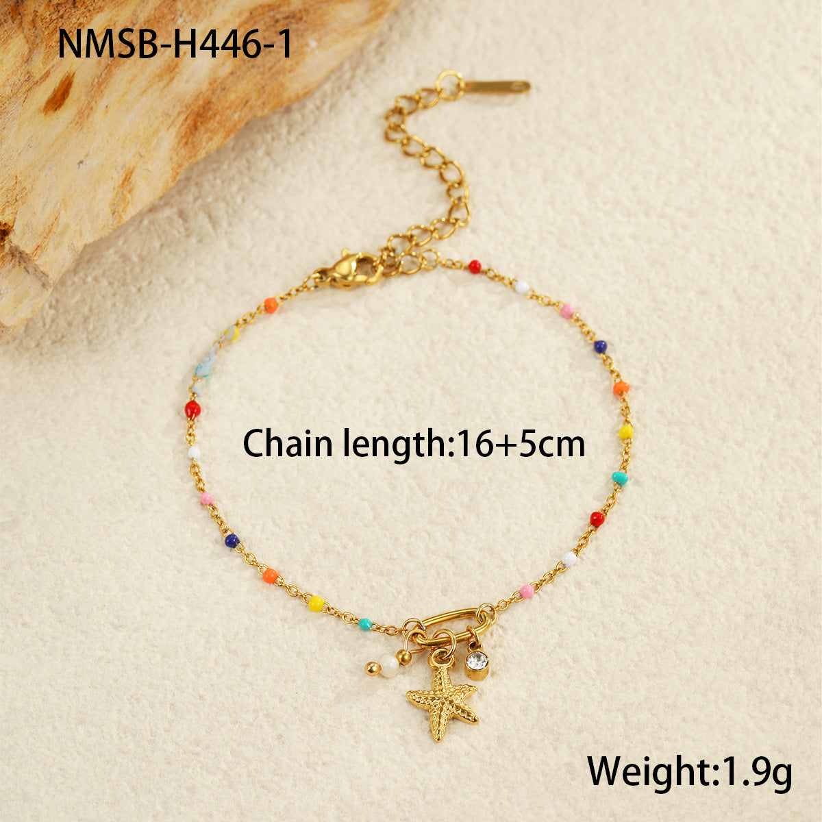 Wholesale Stainless Steel  Summer Marine Style Shell Starfish Flower Colored Beads  Bracelet