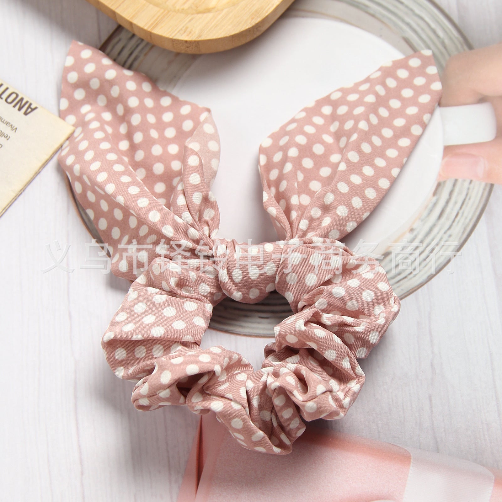 Wholesale Small wave dot knot rabbit ears hair ring Korean women' s head rope hair band