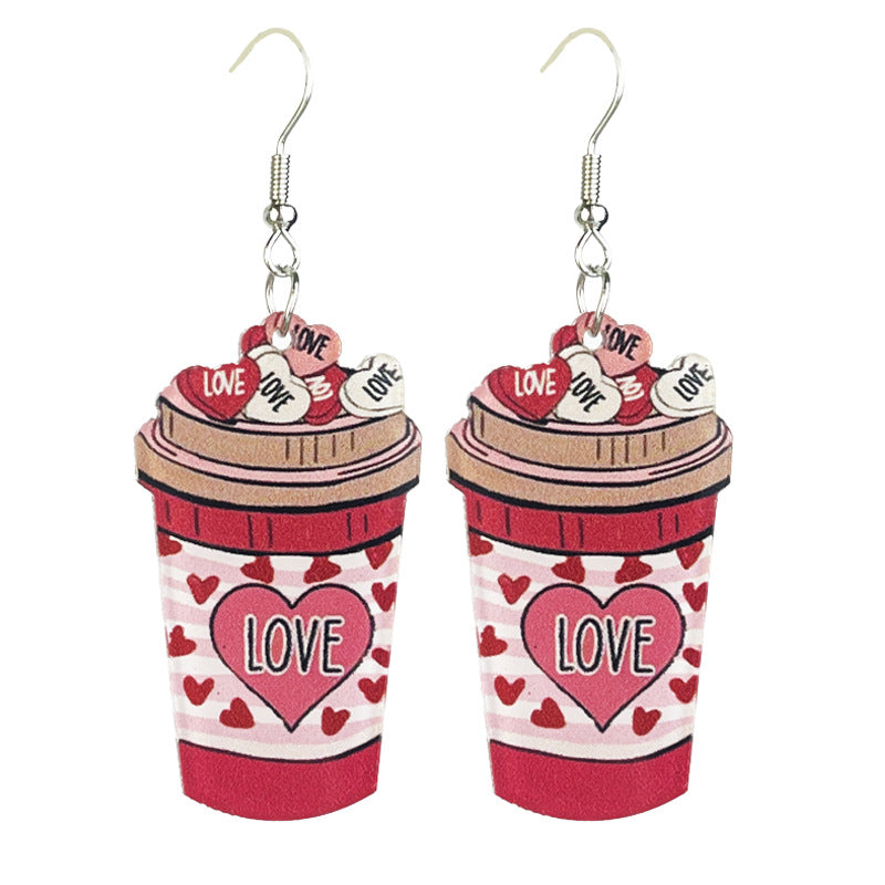 Wholesale 2Pairs/pack Valentine's Day Acrylic Cat Food Earrings ACC-ES-HY200