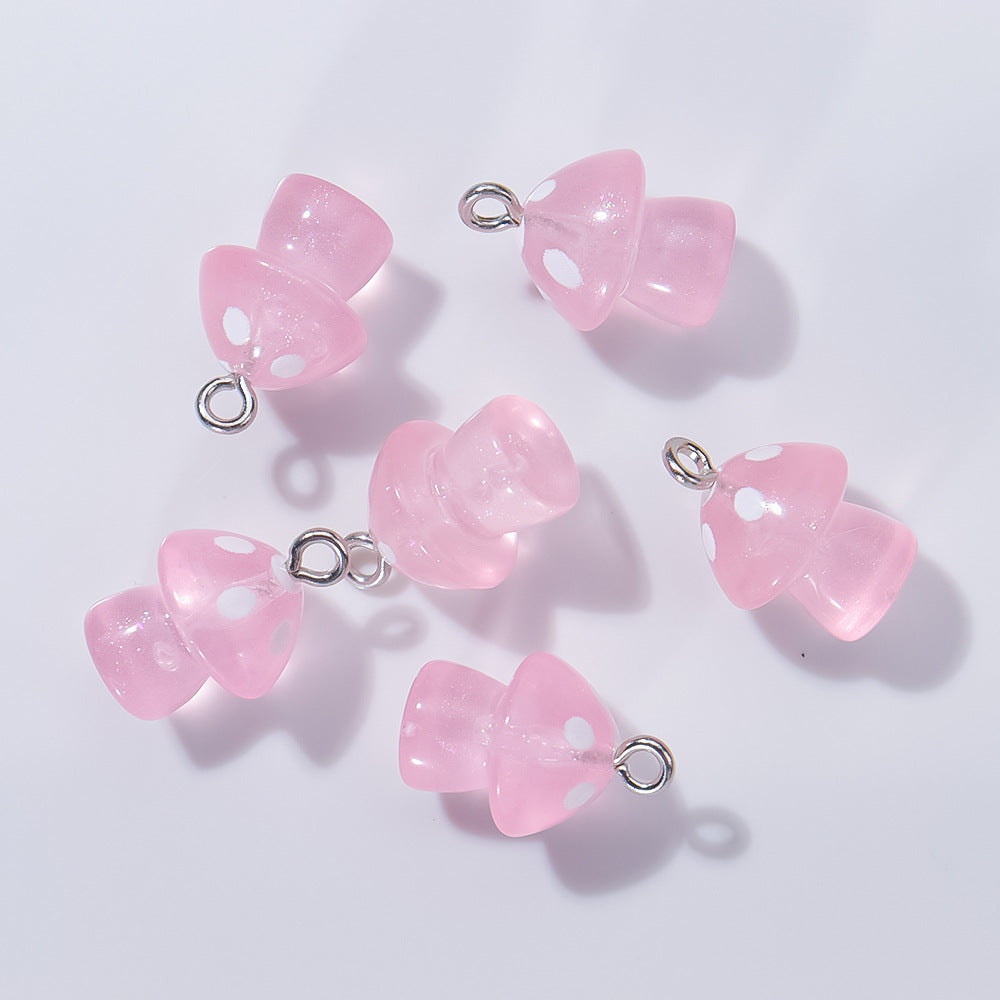 Wholesale 20pcs/ pack Transparent Colorful Luminous Mushroom Pendant — DIY Handmade Accessories for Keychains Earrings and Necklaces