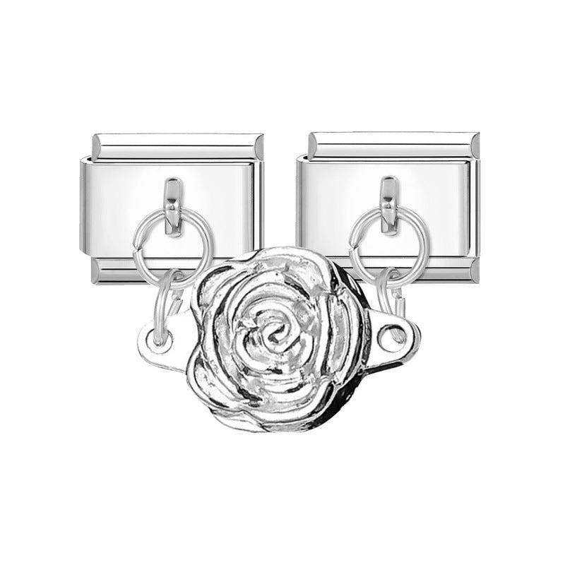 Wholesale Italian Charm Bracelet 9mm DIY Splicing Double Charm DIY Ring Stainless Steel Composable Bracelet