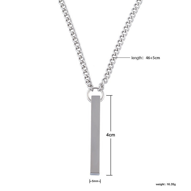 Wholesale Men' s Stainless Steel Hip-Hop Rectangular 3D Cube Pendant Necklace