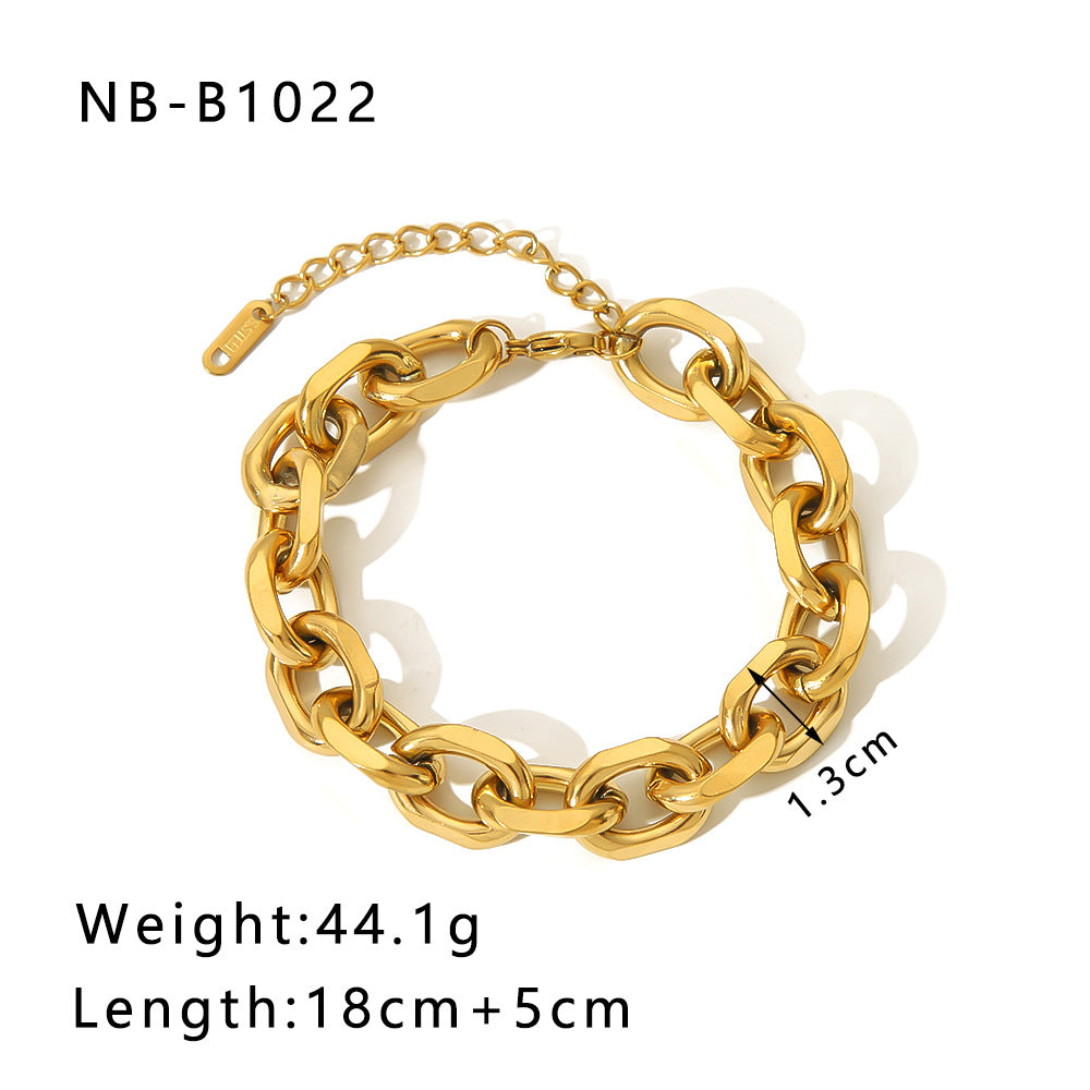 Wholesale Thick Chain Punk Style Stainless Steel 24K Gold Hand Braided Chain Bracelet ACC-BT-Xiny011