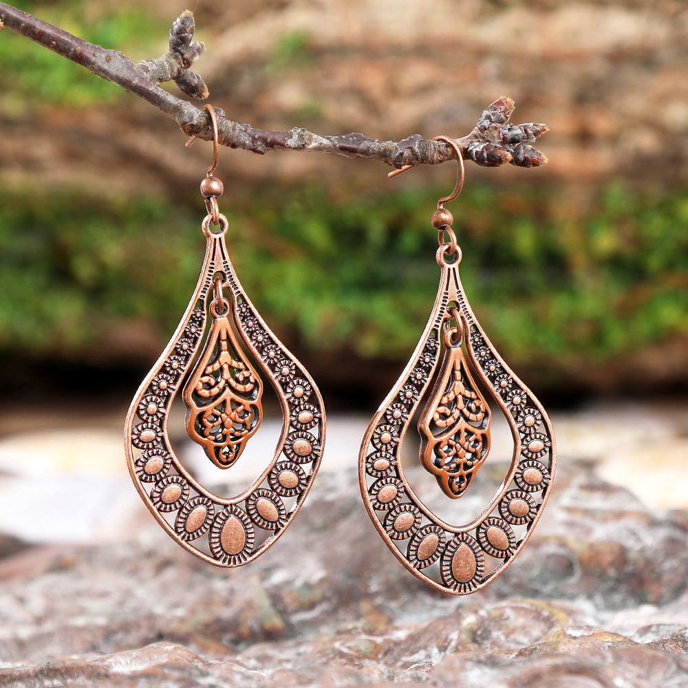 Wholesale Trendy Ethnic Hollow-Out Earrings in Retro Vintage Zinc Alloy,  Jewelry Accessory for Party Wear and Gifting