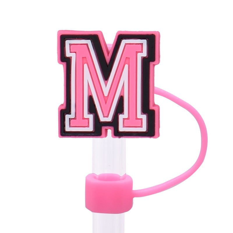 Wholesale Random 100pcs Pink letter cartoon Straw Cover Straw Tube Cap