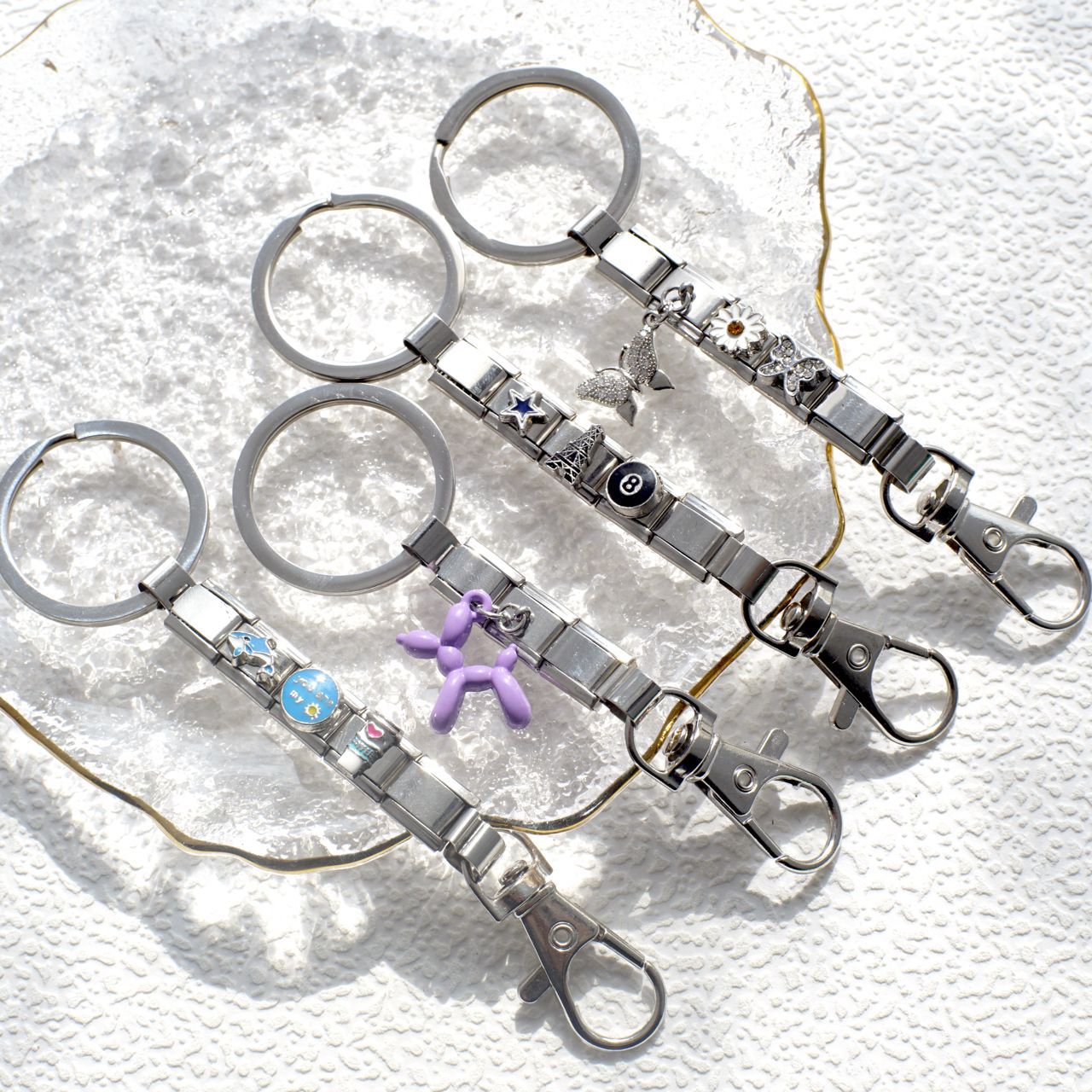 Wholesale fashion italian module diy keychain ball dog christmas friend gift