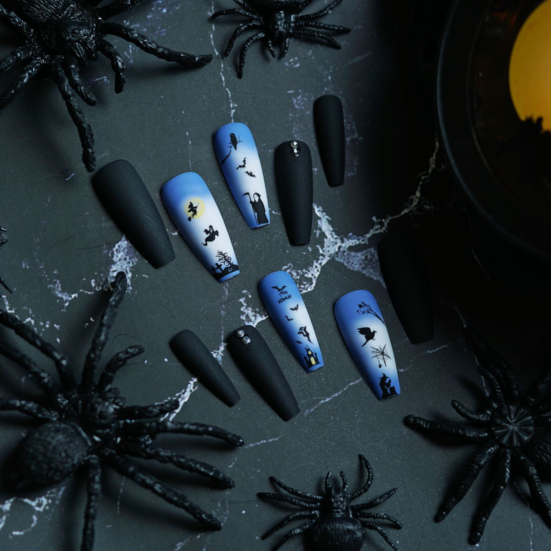 Wholesale 24 Pieces/ box  Black Nails Kits Nail Stickers