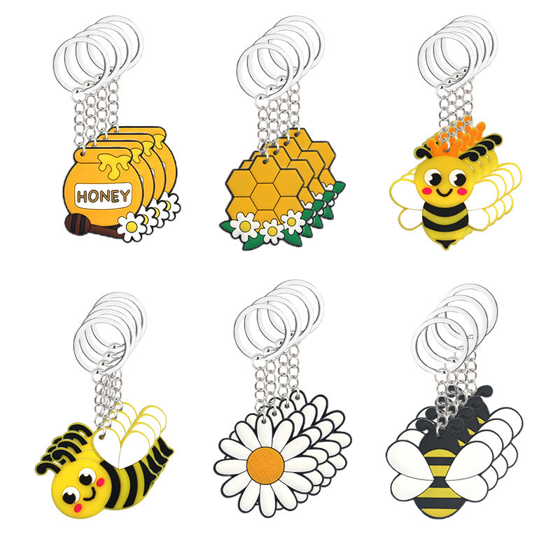 Wholesale PVC cartoon bee keychain