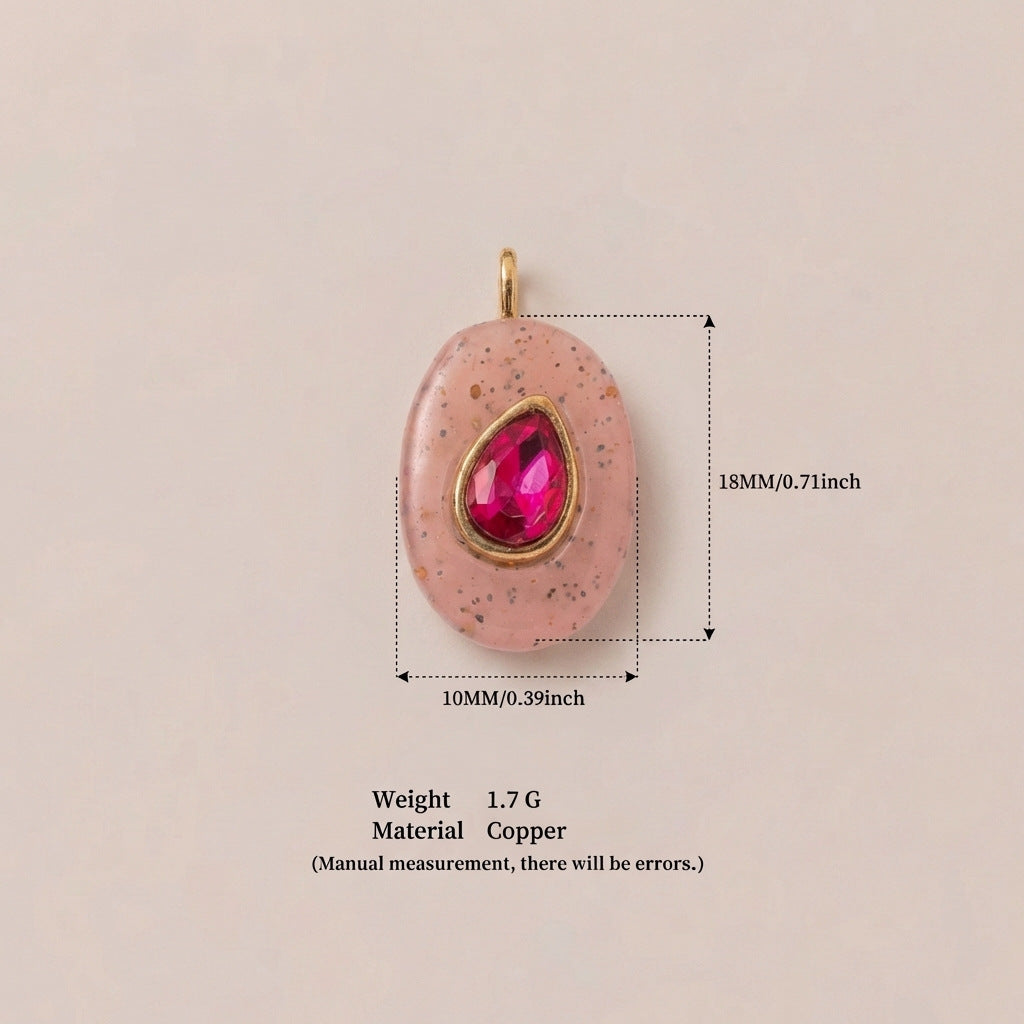 Wholesale Cross-Border Independent Website New Dopamine-Colored Birthstone Zircon Round and Square Cute DIY Pendant Gold-Plated