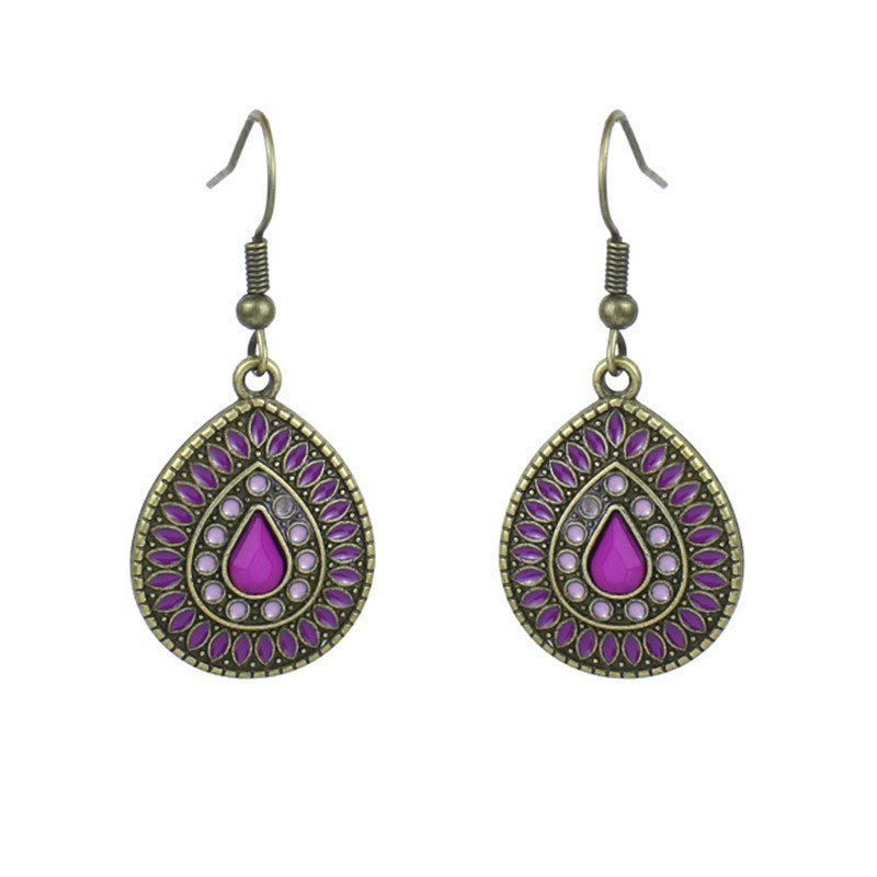 Wholesale Vintage Alloy Geometric Water Drop Oil Drop Tassel Earrings Party Jewelry Accessory