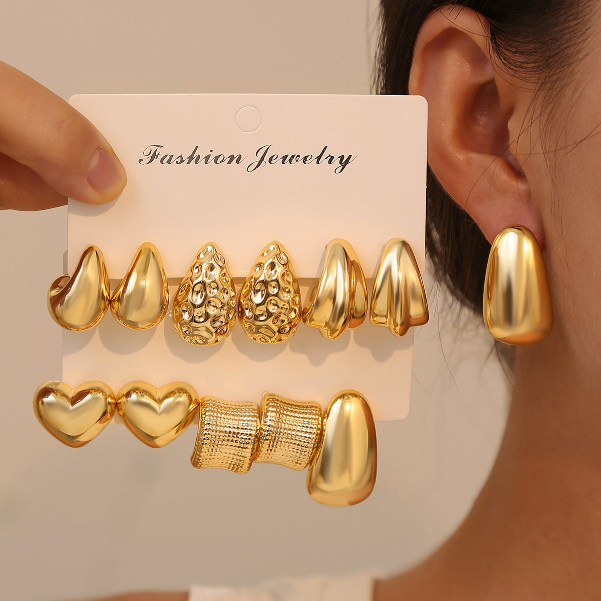 Wholesale Heart-shaped teardrop earring set