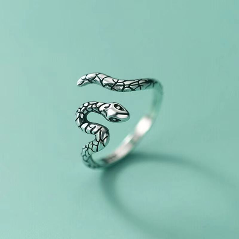 Wholesale S925 Sterling Silver Open Ring Elegant Snake Retro Ring