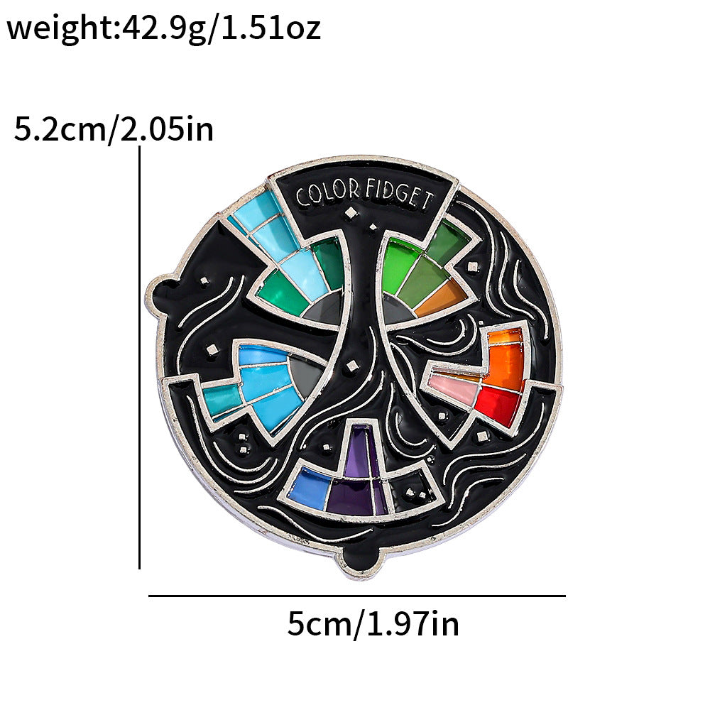 Wholesale Product Color Fidget Enamel Pin Tone Color Wheel Spinner Keychain Pendant