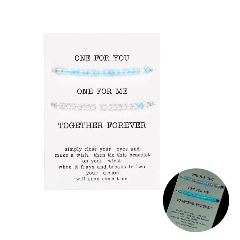 Wholesale  colorful luminous rice beads couple beaded bracelet