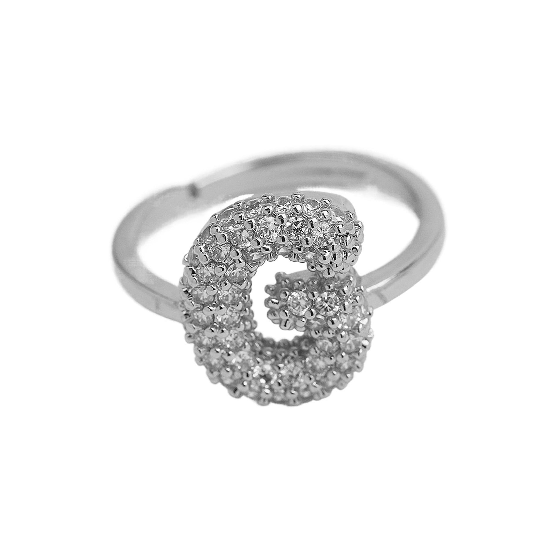 Wholesale  white gold balloon bubble cute 26 English letters open ring