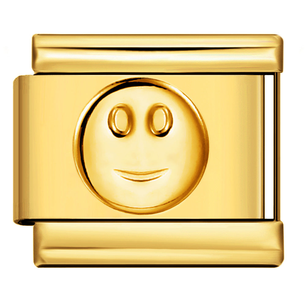 Wholesale Italian Charm Bracelet 9mm DIY Splicing Removable Gold Stamping Pattern Stainless Steel Composable Bracelet