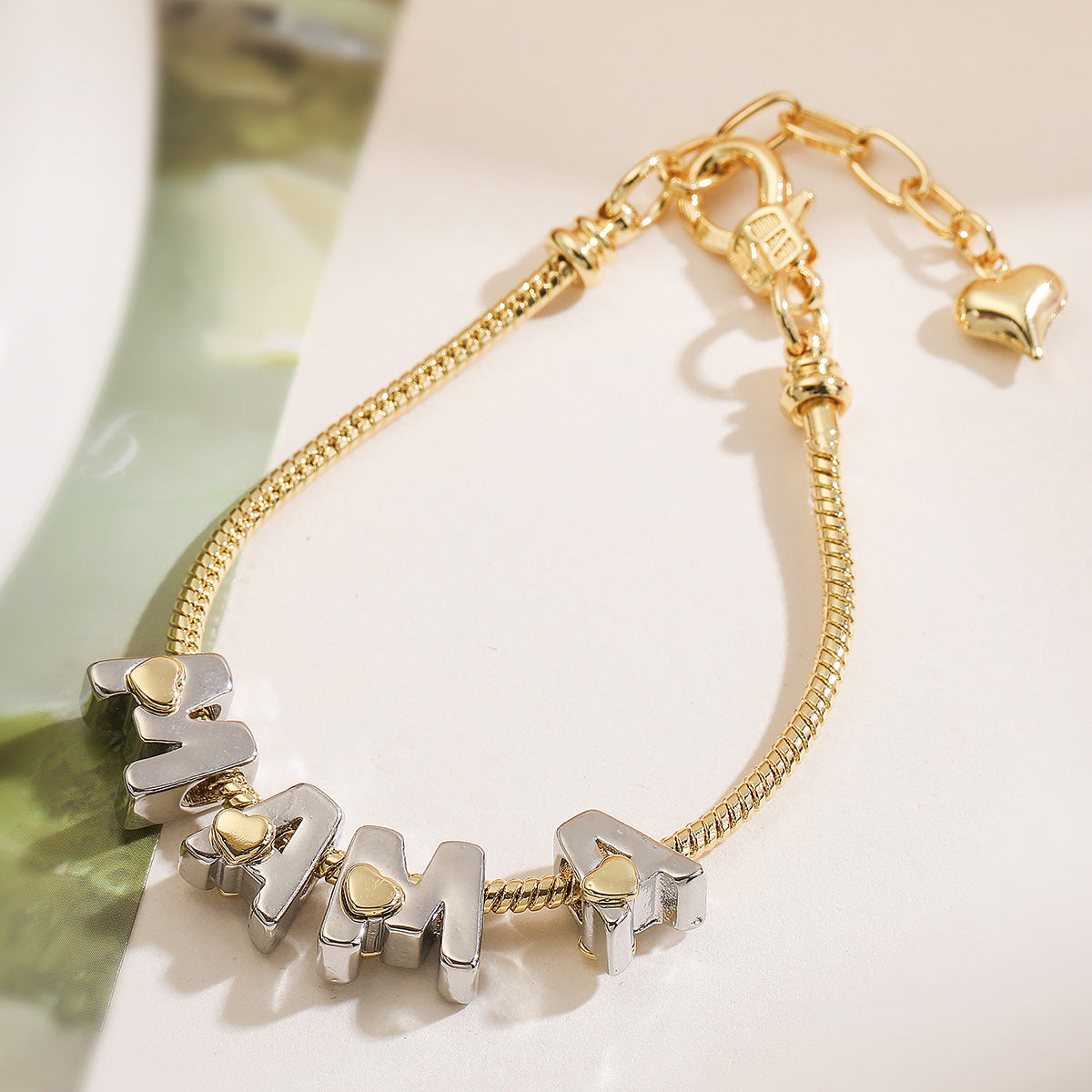 Wholesale two-color electroplated color MAMA bracelet mother's day gift