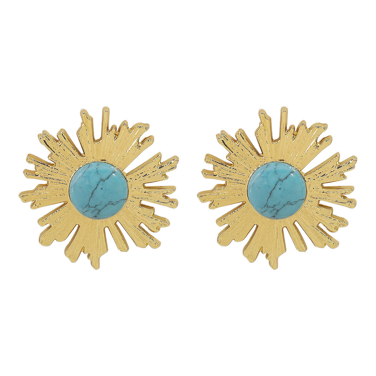Wholesale  vintage Niche Vintage Design Sunflower Earrings Exaggerated Turquoise Earrings