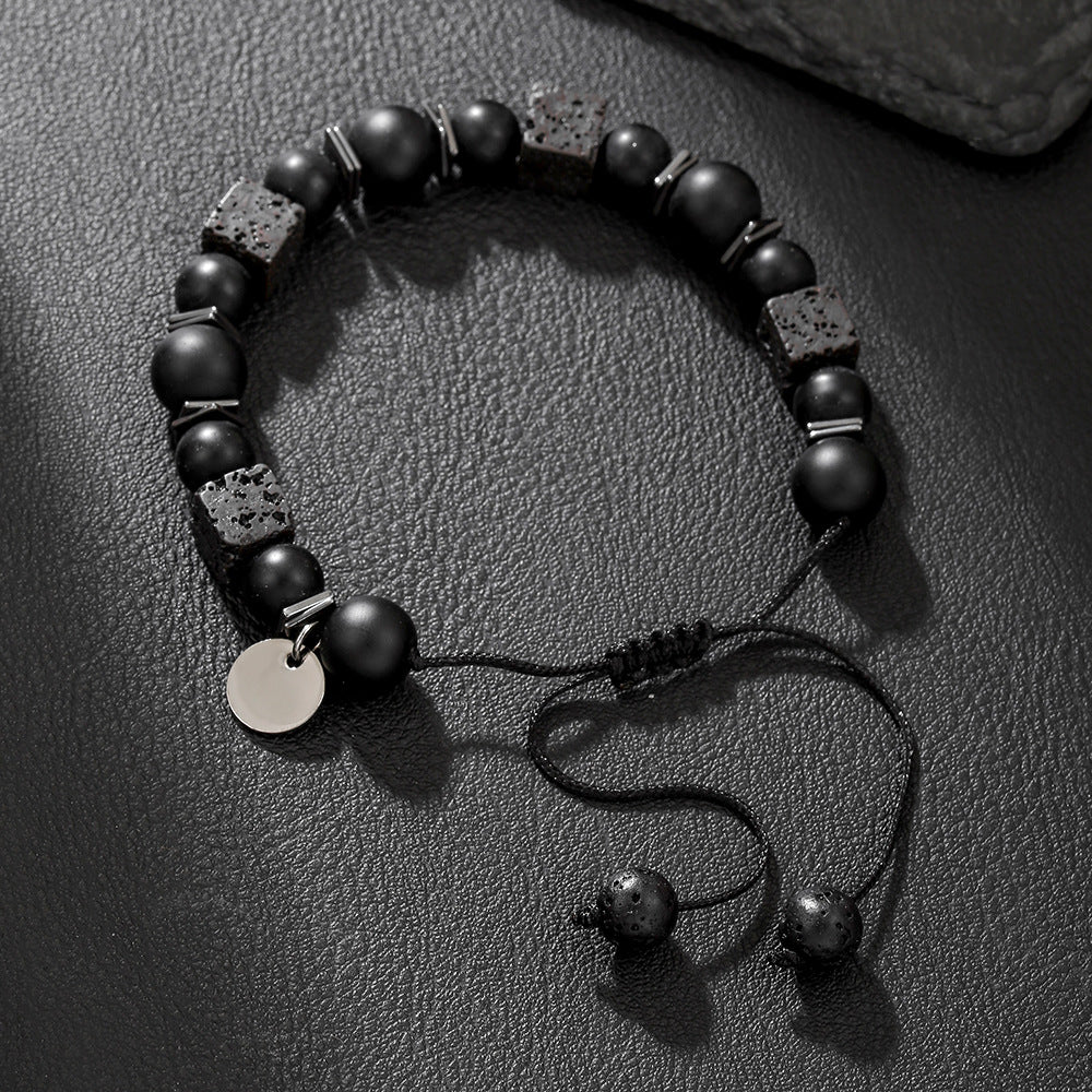 Bracciale all'ingrosso con perline in pietra vulcanica naturale con fiocco di neve in pietra da 10/8 mm